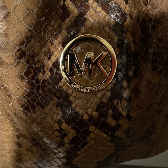 Michael Kors Tan and Brown Snake Print Hobo Bag - Picture 2 of 14